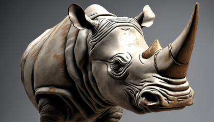 Retro Rhino Essence: Geometric Details of African Majesty"