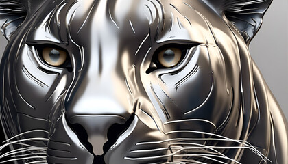 Feline Power: Silver Leopard Head Symbol