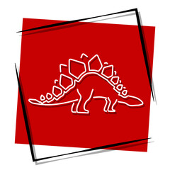 stegosaurus red banner in frame. Vector illustration.