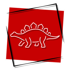 stegosaurus red banner in frame. Vector illustration. © Oleh