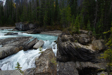 Aerial view of the natural bridge of Yoho National Park