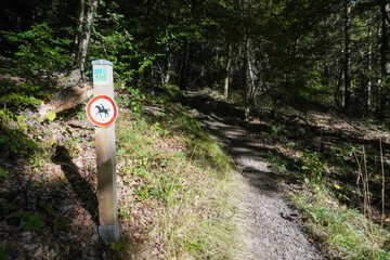 Hiking trail closed to riders in the forest