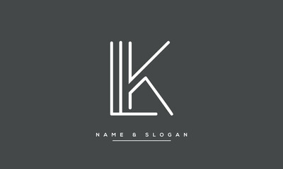 Alphabet Letters LK or KL Logo Monogram