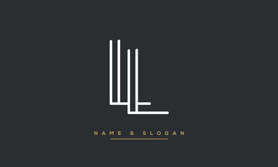 Alphabet Letter LL or L Logo Monogram
