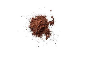 Organic dark chocolate powder isolated on a transparent background with shadow from above, top view
 - obrazy, fototapety, plakaty