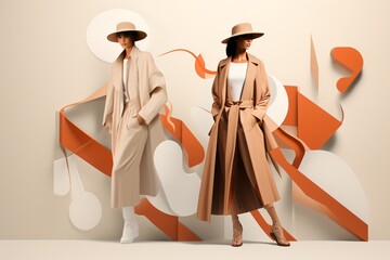 Cartoon illustration of a beautiful fashion model