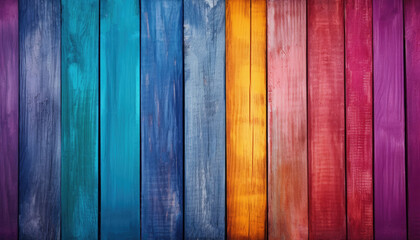 Background texture of colorful wooden plank. Vertical orientation front view.