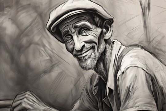 Vintage sketch of a laborer