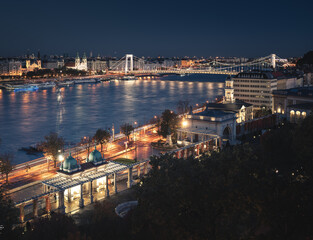 Fototapeta premium Famous Varkert Bazar in Budapest, Hungary at night
