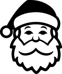 Santa Claus Merry Christmas Minimal Logo Icon Black Flat Line Stroke Pictogram Symbol, generative ai
