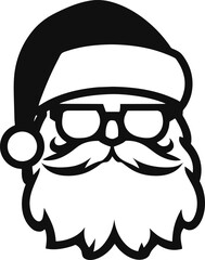 Santa Claus Merry Christmas Minimal Logo Icon Black Flat Line Stroke Pictogram Symbol, generative ai