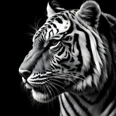 Portrait of tiger on the dark