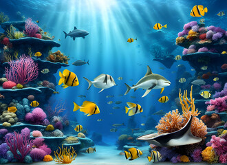 Fototapeta na wymiar Beautiful view of the underwater world