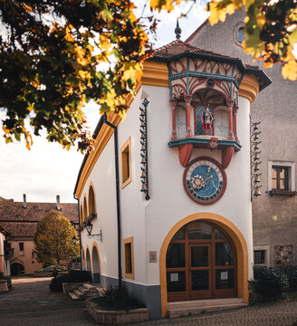 SZÉKESFEHÉRVÁR, HUNGARY - 7 NOVEMBER, 2022: Famous Clockworks in the old town of Székesfehérvár.