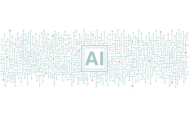 Artificial intelligence chipset on circuit board. Futuristic concept. High-tech technology background