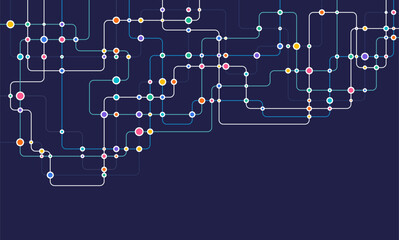 Circuit connect lines and dots. Network technology and Connection concept. Decentralized network nodes connections