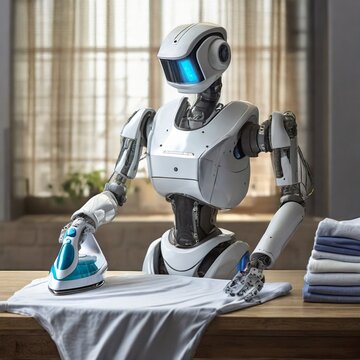 A robot in the future that can fold and iron laundry