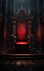 Medieval Throne in Dark Fantasy Realm - Majestic Seat of Power and Intrigue - obrazy, fototapety, plakaty