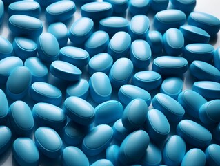 Blue pills,  a pile of blue pills, medecine, colorful, healthcare, science and medecine to heal people, pharmacy, drugs