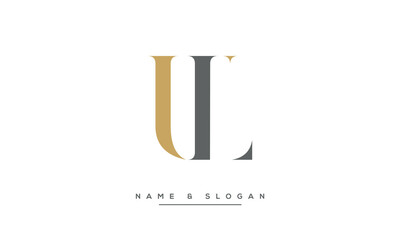 Alphabet Letters LU or UL logo Monogram