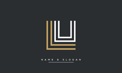 Alphabet Letters LU or UL logo Monogram