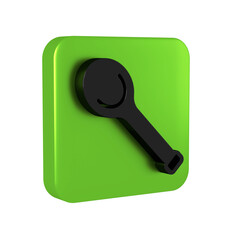 Black Sauna ladle icon isolated on transparent background. Green square button.