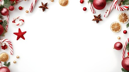 Studio shot of Christmas ornaments on white background generative ai