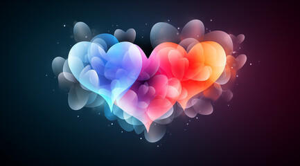 Background for a holiday card made of hearts  , Generated by AI,