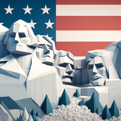 Mount Rushmore National Memorial, Origami Style - obrazy, fototapety, plakaty