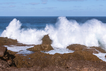 Fototapeta na wymiar Beautiful Big Waves At Punta Sardina