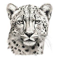 a head of cheetah drawing isolated on transparent background