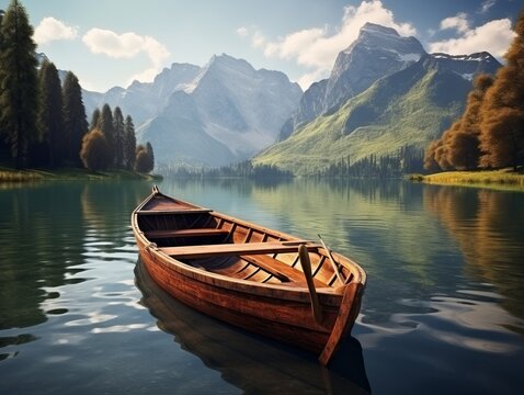 Uncharted Tranquility: Discover Serenity in the Heart of the Mountain Lake Generative AI