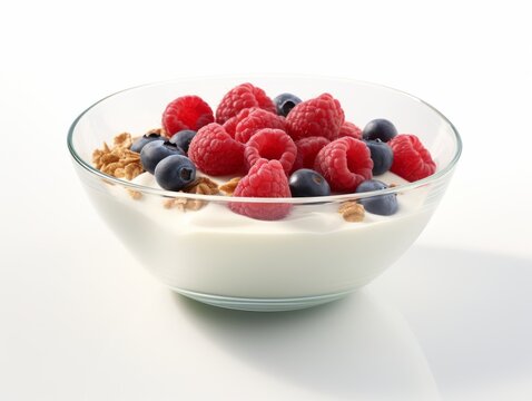 Discover the Ultimate Healthy Breakfast: Colorful Cereal Bowl Packed with Berries and Yogurt! Generative AI
