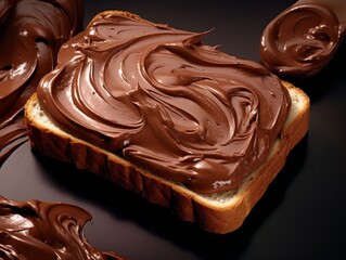 Decadent Delight: Artful Mastery of Chocolate Spread on Bread Generative AI