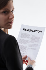 Resignation contemplation by professional