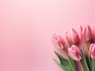 Fototapeta premium Vibrant Pink Tulips Blooming: Embrace the Unfolding Beauty in Style Generative AI