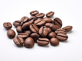 Obraz premium Unveiling the Artistic Elegance of Coffee Beans - A Pure White Background Study Generative AI