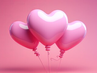 Experience Love: A Stunning Display of Pink Heart Balloons Generative AI