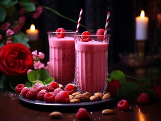 Revitalize Your Day: Luscious Raspberry Smoothies in Two Easy Steps! Generative AI