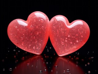 Fototapeta premium Discover the Love Sparkle: Captivating Glitter Heart Duo Generative AI