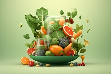 Healthy diet with vegetables, fruits, and organic produce
