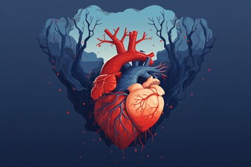 Heart health or disease awareness poster or banner - obrazy, fototapety, plakaty