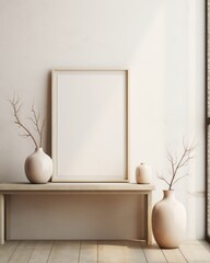 Fototapeta na wymiar Exquisite Home Décor: Showcase Your Style with Elegant Vases, Frames and Books Generative AI