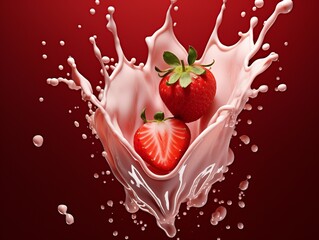 Exquisite 3D Rendering of a Strawberry Splashing into Milk: A Visual Delight Generative AI