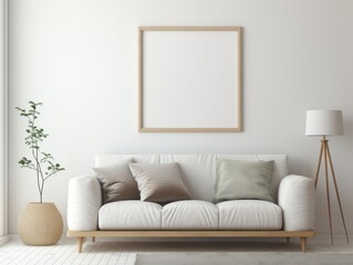 Experience the Magic of Minimalist Décor: A Look at the Blank Square Frame in a Chic Living Room Generative AI