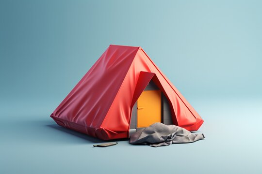 3d graphic illustration of a tent of homeless people or for camping