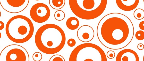 Seamless abstract geometric pattern. Orange, white colors. Illustration. Abstract circles, dots, rings. Designed for textile fabrics, wrapping paper, background, wallpaper, cover.