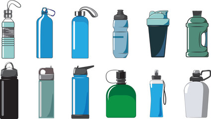 Hiking water bottles for everyday useх - obrazy, fototapety, plakaty