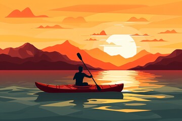 Fototapeta premium Kayaking illustration