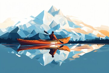 3d cartoon illustration of a person kayaking
